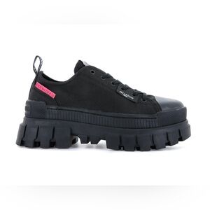 Palladium Black Combat Boots with Pink Accent